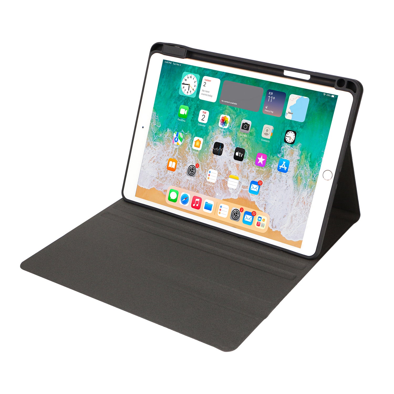 ブラック保護タブレットケースタブレットカバー10.9インチiPad第10世代用鉛筆ホルダーと調節可能なスタンド角度付き