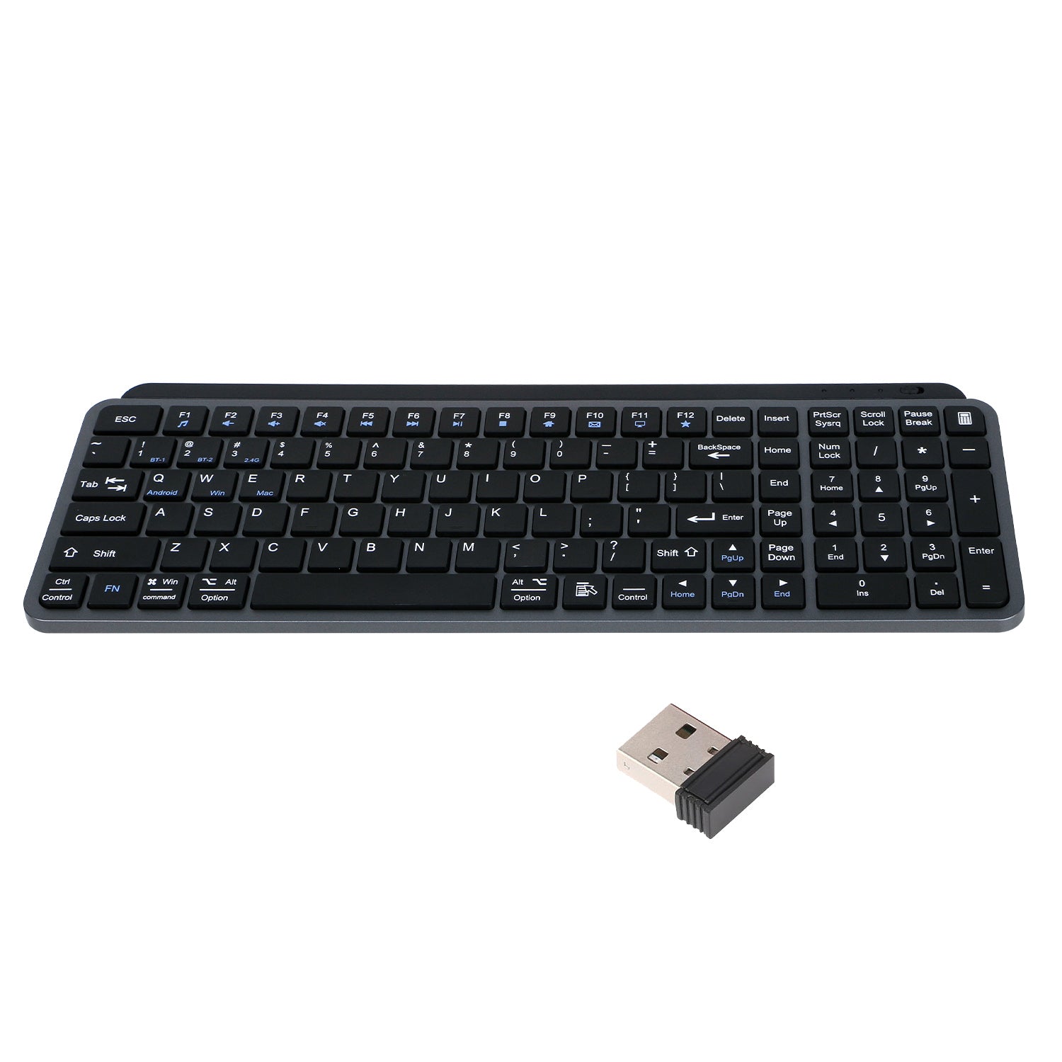 Factory Price Dual-mode Wireless Keyboard support Bluetooth and 2.4G connection for Desktop/Laptop/Tablet/Phone