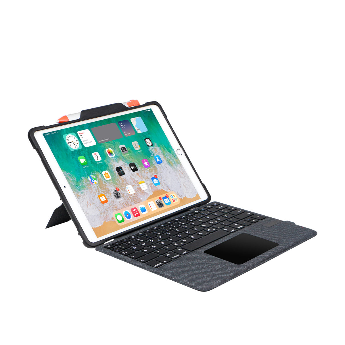 新しいデザインの Bluetooth キーボード フォリオ iPad 用タッチパッド &amp; ユニバーサル ペン スロット iPad キーボード ケース