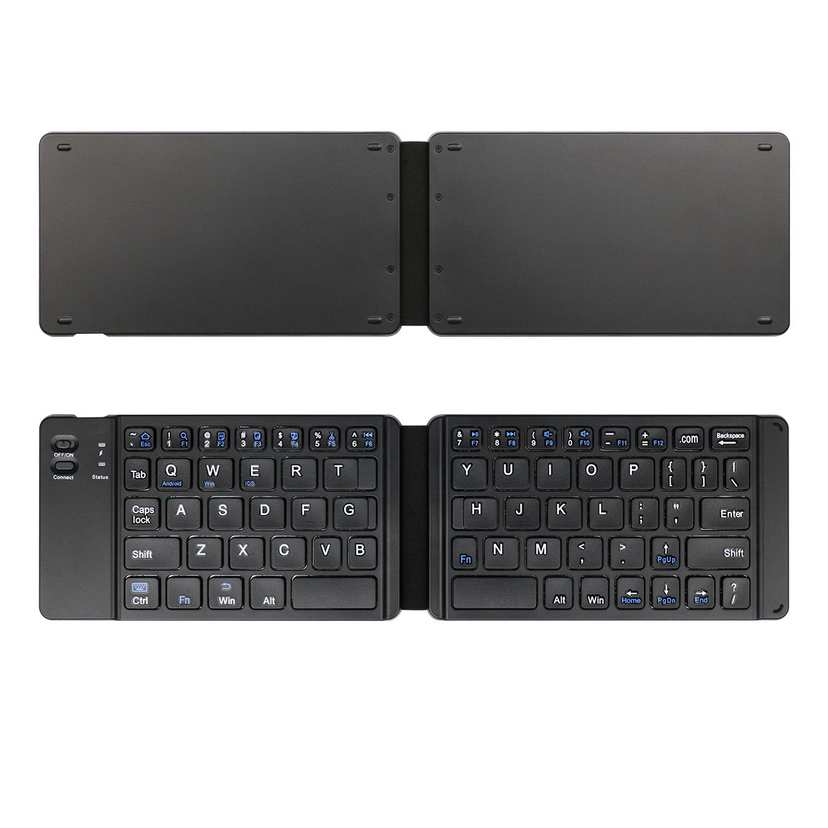 Ultra Slim Portable Bluetooth Foldable Keyboard Rechargeable Battery Travel Keyboard for iOS/Mac, Android, Windows Devices